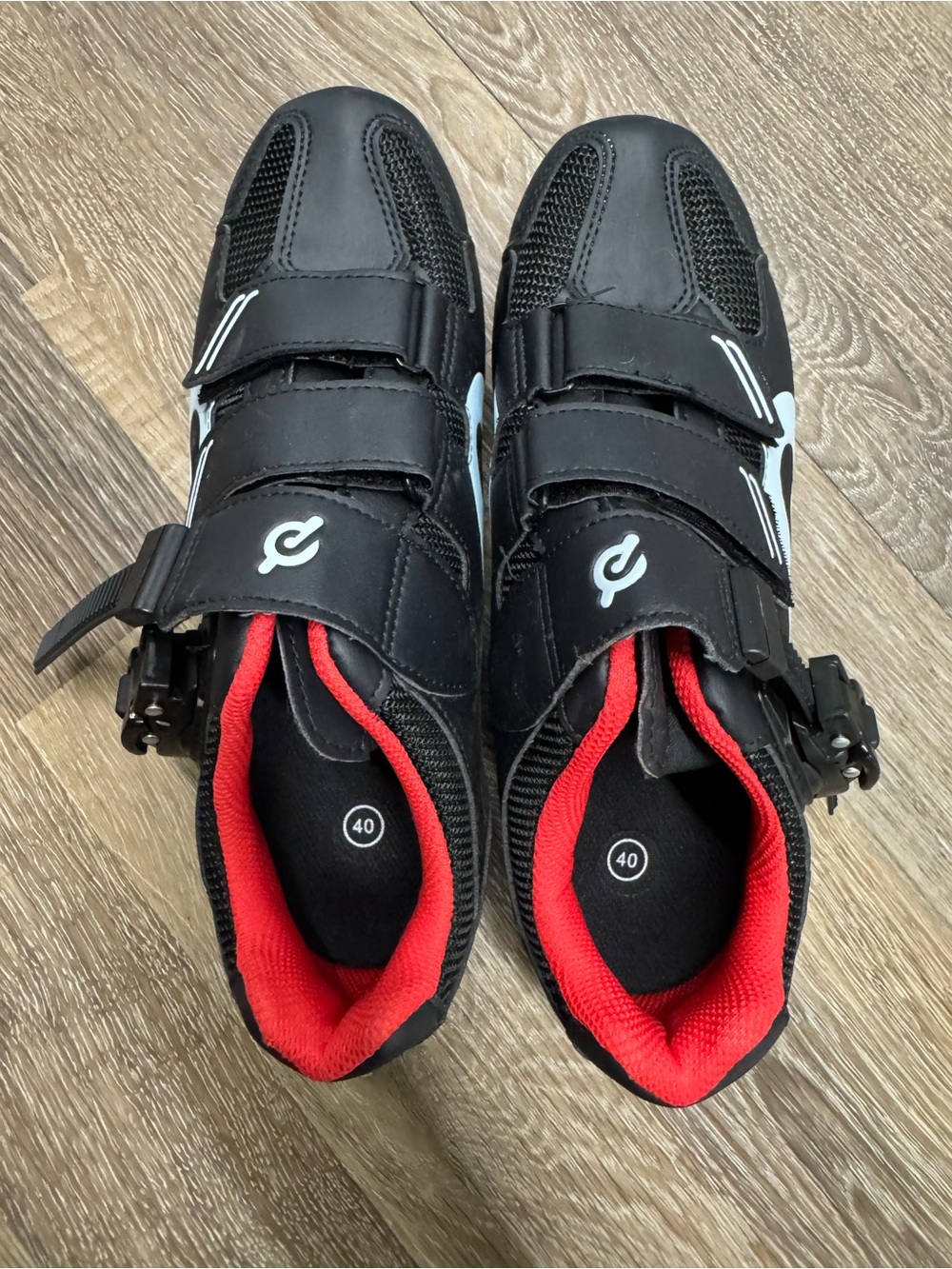 Peloton Black Cycling Shoes with Red Lining - Size 40